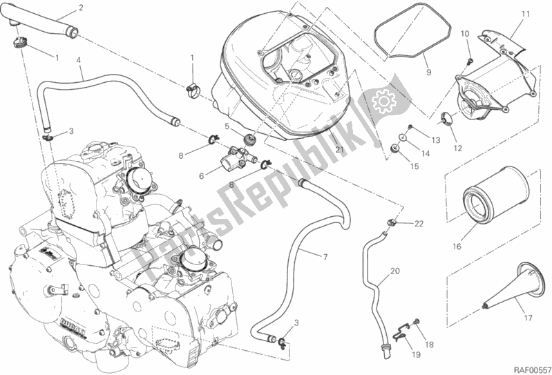 Toutes les pièces pour le Entrée D'air - Reniflard D'huile du Ducati Hypermotard 939 USA 2016